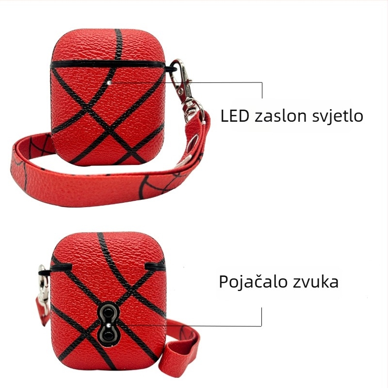 AirPods zaštitni omot 1/2/3/4 Pro/2 – kuglisti uzorak, PU tvrdi kućište, reljefni dizajn, kompatibilno Apple