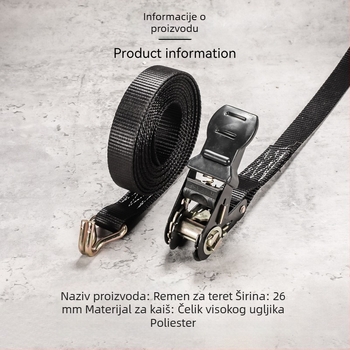 Teretni zatezni remen, debeli poliester, dvostruka kuka, nosivost 800 kg