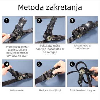 Teretni zatezni remen, debeli poliester, dvostruka kuka, nosivost 800 kg