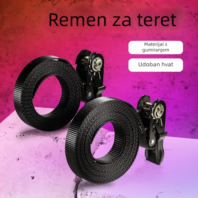 Teretni zatezni remen, debeli poliester, dvostruka kuka, nosivost 800 kg