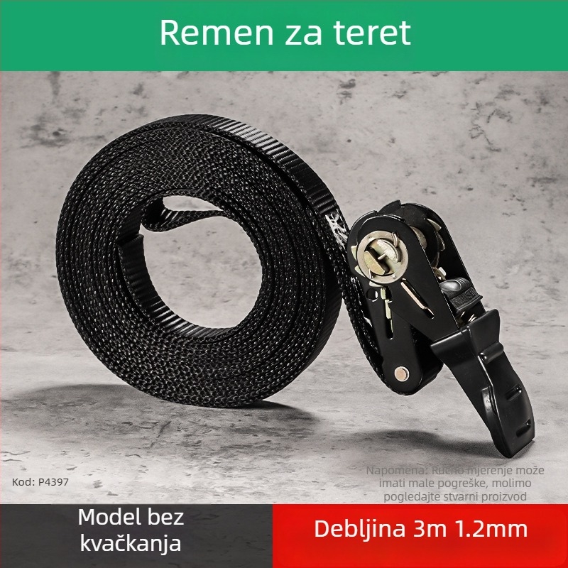 Teretni zatezni remen, debeli poliester, dvostruka kuka, nosivost 800 kg