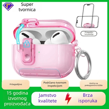Zaštitni kućište za AirPods Pro 2/3, prozirna TPU ljuska i pop-up poklopac