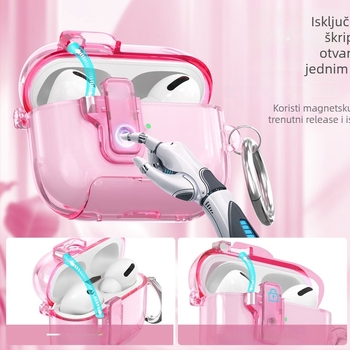 Zaštitni kućište za AirPods Pro 2/3, prozirna TPU ljuska i pop-up poklopac