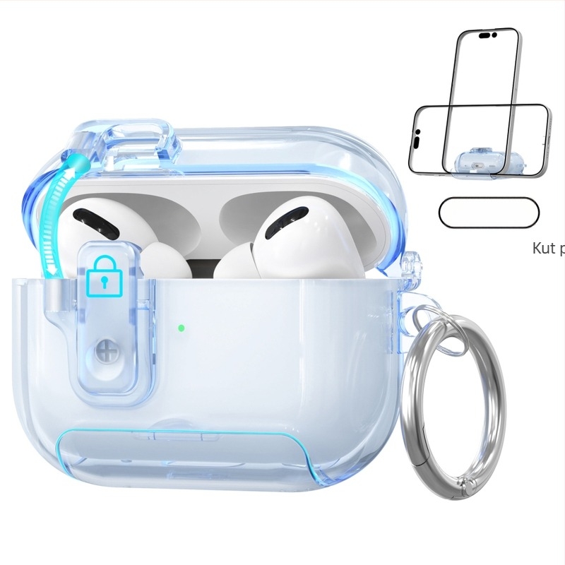 Zaštitni kućište za AirPods Pro 2/3, prozirna TPU ljuska i pop-up poklopac