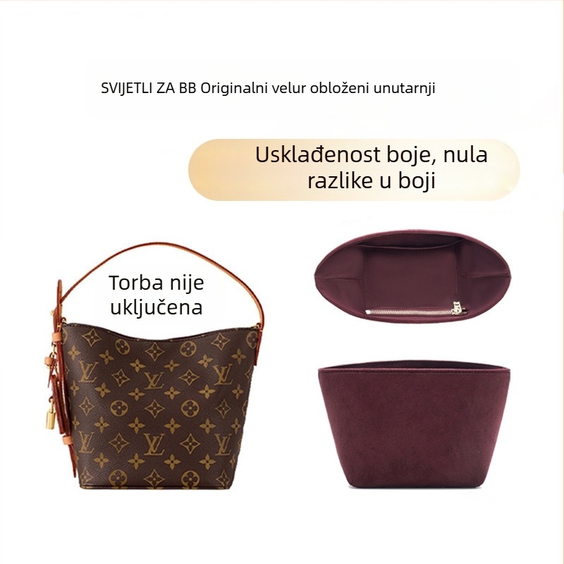 Unutarnji organizator za Louis Vuitton All-in BB bucket bag s originalnom velurovom podstavom, unutarnja torbica i srednja torbica, dodaci za prilagodbu potpore torbe, japanski stil