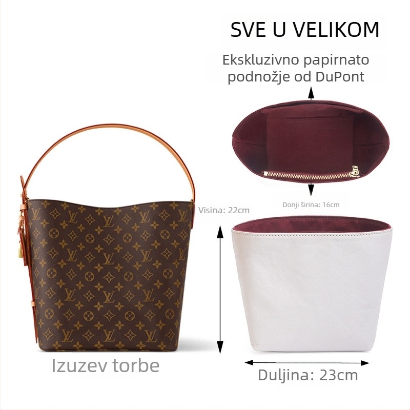 Unutarnji organizator za Louis Vuitton All-in BB bucket bag s originalnom velurovom podstavom, unutarnja torbica i srednja torbica, dodaci za prilagodbu potpore torbe, japanski stil