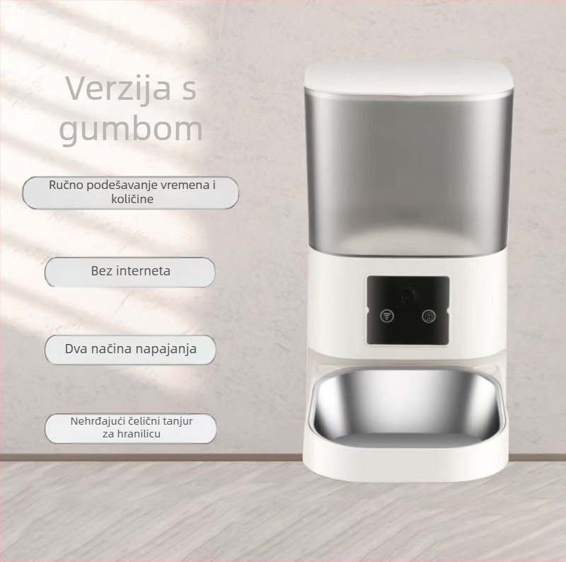 Pametni poslužitelj hrane za kućne ljubimce s kamerom, automatsko doziranje hrane, HD širokokutno praćenje, kontrola putem APP-a, univerzalna kompatibilnost, težina 1,6 kg
