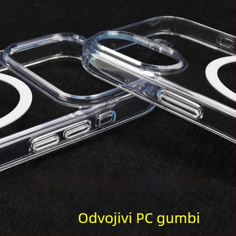 Prozirno magnetsko kućište za iPhone 17 Pro, dvodijelno, zaštita od padova, s velikim otvorom