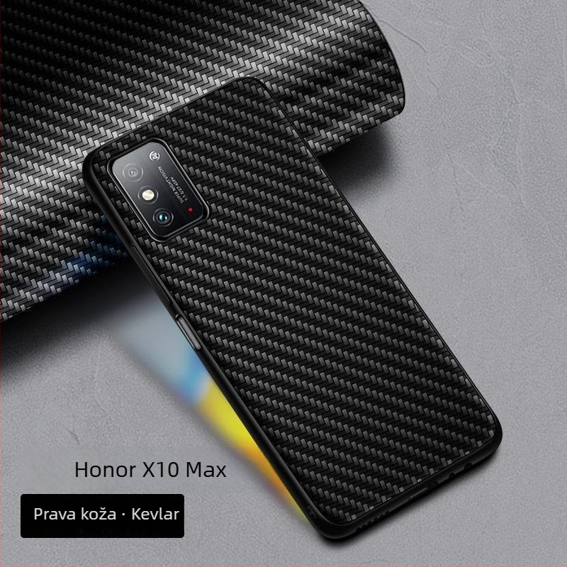 Kućište za telefon Huawei Honor X10/X10 Max, potpuno pokrivanje, otpornost na padove, Kevlar 5G verzija, umjetna koža, poslovni stil