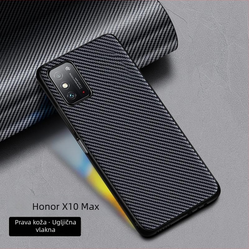 Kućište za telefon Huawei Honor X10/X10 Max, potpuno pokrivanje, otpornost na padove, Kevlar 5G verzija, umjetna koža, poslovni stil
