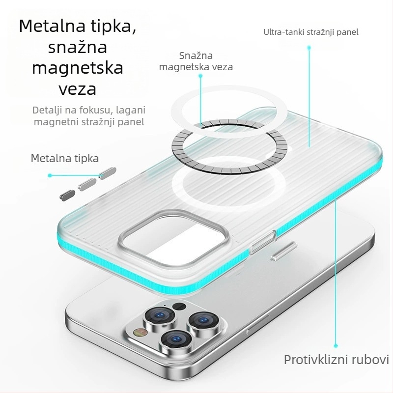 Kućište za telefon s magnetskim prianjanjem, otporno na pad, odvod topline, mat PC materijal, kompatibilno s iPhone 12–14 serijom (Ring Gold Horse)