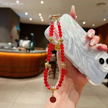 Mobitel špaga od perlica, ručno izrađena, kineskog stila, geometrijski privjesak, PVC materijal, unisex, višefunkcionalna