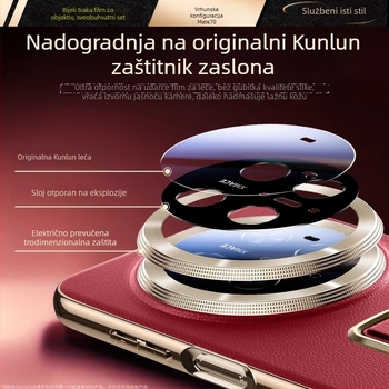 Kožna futrola za Huawei Mate70 Pro Premium, stražnji kućište s držačem za zglob i zaštitom od pada, dostupno u bijeloj, crvenoj, ljubičastoj i crnoj