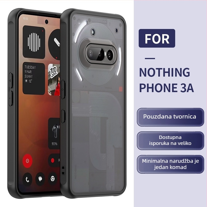 Kućište Nothing Phone 3a s Fan Shield (Materijal: PC+TPU; Frosted završna obrada; Zaštita od pada; Mogućnost prilagodbe)
