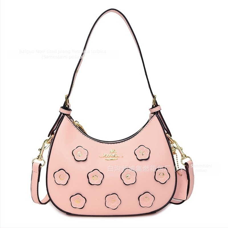 Torba za žene u obliku dumplinga s cvjetnim uzorkom, crossbody, zatvarač