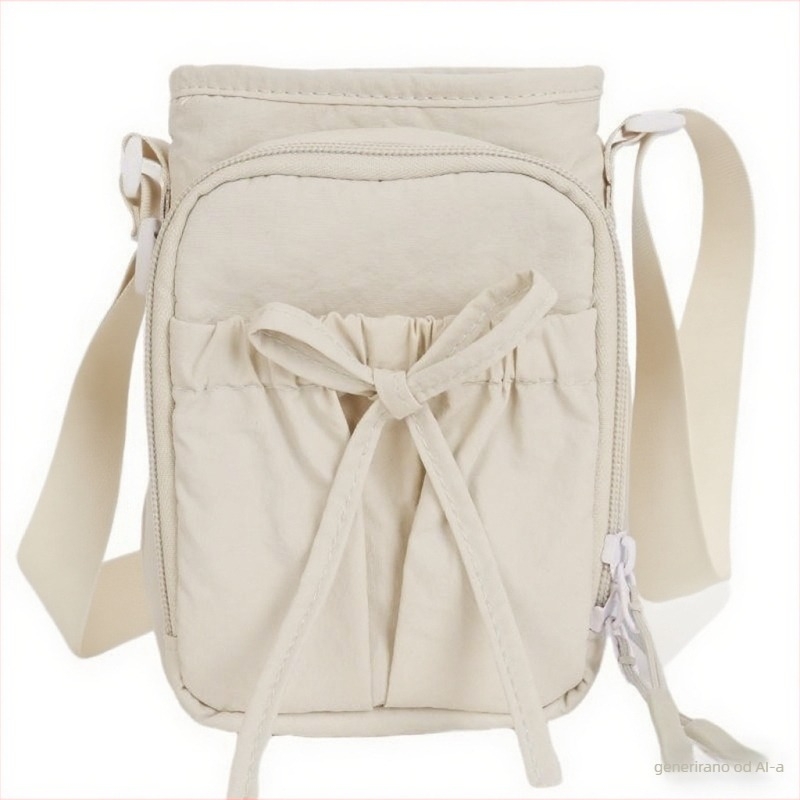 Crossbody torba u stilu street fashion, najlon materijal, vertikalnog kvadratnog oblika, zatvaranje šnnom, podstava od poliestera