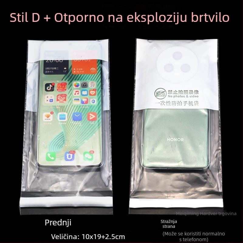 Jednokratna vrećica za mobitel s zaštitom od fotografiranja, pokrivačem privatnosti i ljepilom za zatvaranje