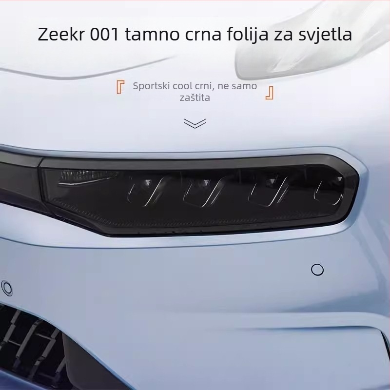 TPU film za prednja i stražnja svjetla Zeekr 001 (2021–2024), tamno crna, zaštita od habanja i ogrebotina, zaštita dnevnih svjetala