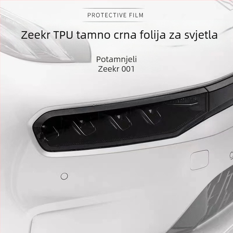 TPU film za prednja i stražnja svjetla Zeekr 001 (2021–2024), tamno crna, zaštita od habanja i ogrebotina, zaštita dnevnih svjetala