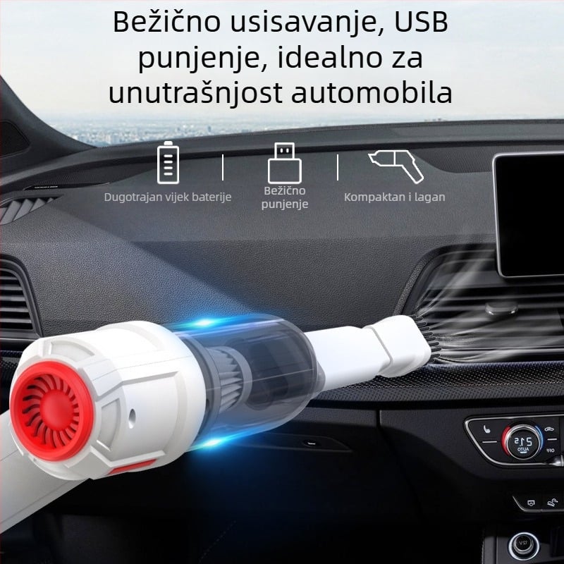 HL-103 Bežični mali usisavač za auto i dom — 7.4V, 120W, 6000Pa, dvostruka namjena