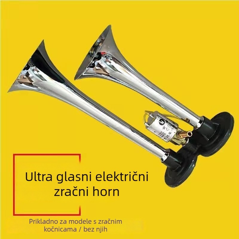 Automobilski klaxon s dvostrukim cijevima, 24V/12V, elektroničko upravljanje, visoki ton, snažan zvuk
