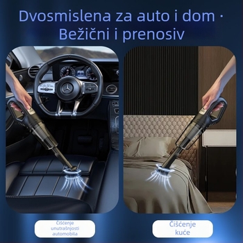 Ručni bežični usisavač za auto i dom — usisna snaga 20000 Pa, 300 W, punjivo napajanje, buka 70 dB, kabel 3 m