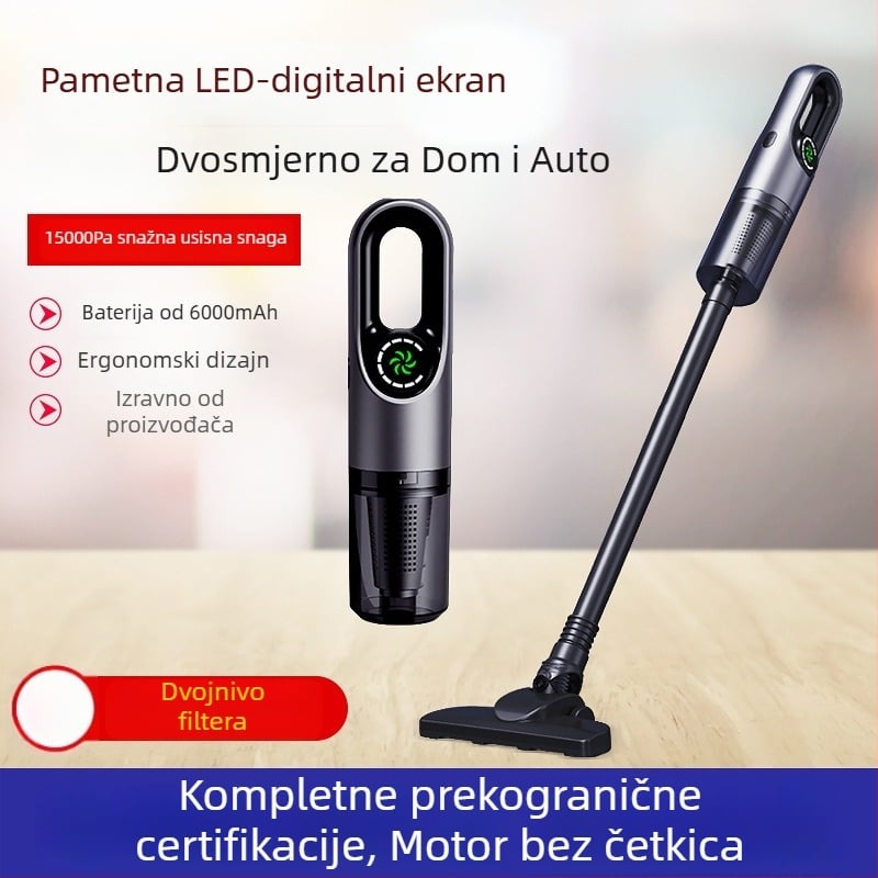 BASDEO bežični ručni/vertikalni usisavač za auto i dom — 16000Pa usisavanja, 11.1V, 100W, punjiv