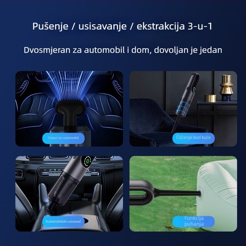 BASDEO bežični ručni/vertikalni usisavač za auto i dom — 16000Pa usisavanja, 11.1V, 100W, punjiv