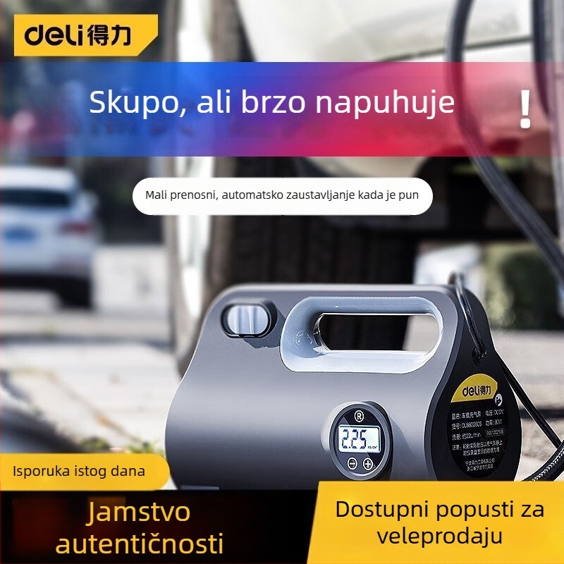 Deli električna prijenosna pumpa za automobil s digitalnim zaslonom i LED osvjetljenjem, 12V, 80W, 30 L/min