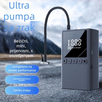 Prijenosna 12V pumpa za automobile, 100W, višecilindrični dizajn, s digitalnim LCD zaslonom, za automobile, motocikle i bicikle