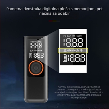Bežični prijenosni kompresor za auto s digitalnim zaslonom, 12V, 120W, 35 L/min – izuzetno brzo napuhivanje