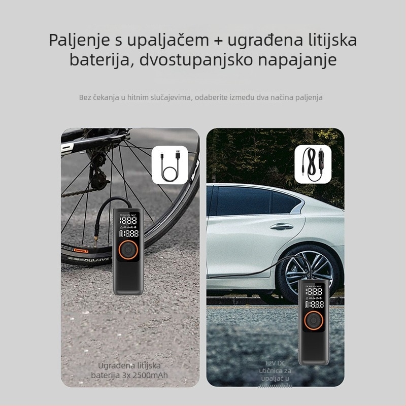Bežični prijenosni kompresor za auto s digitalnim zaslonom, 12V, 120W, 35 L/min – izuzetno brzo napuhivanje