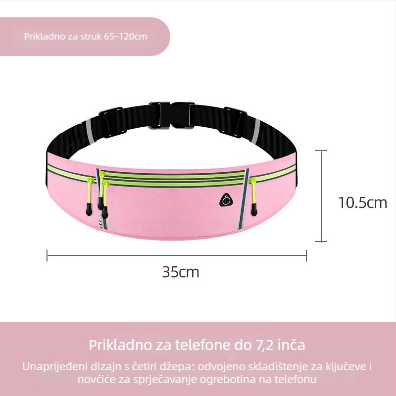 Sportska torbica oko struka – prozračan PU materijal, lagana, unisex, džep za bocu vode