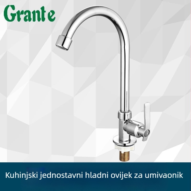 Kuhinjski faucet za sudoperu za povrće, hladna voda, zidna ugradnja, cinkov spoj, keramički kartridž