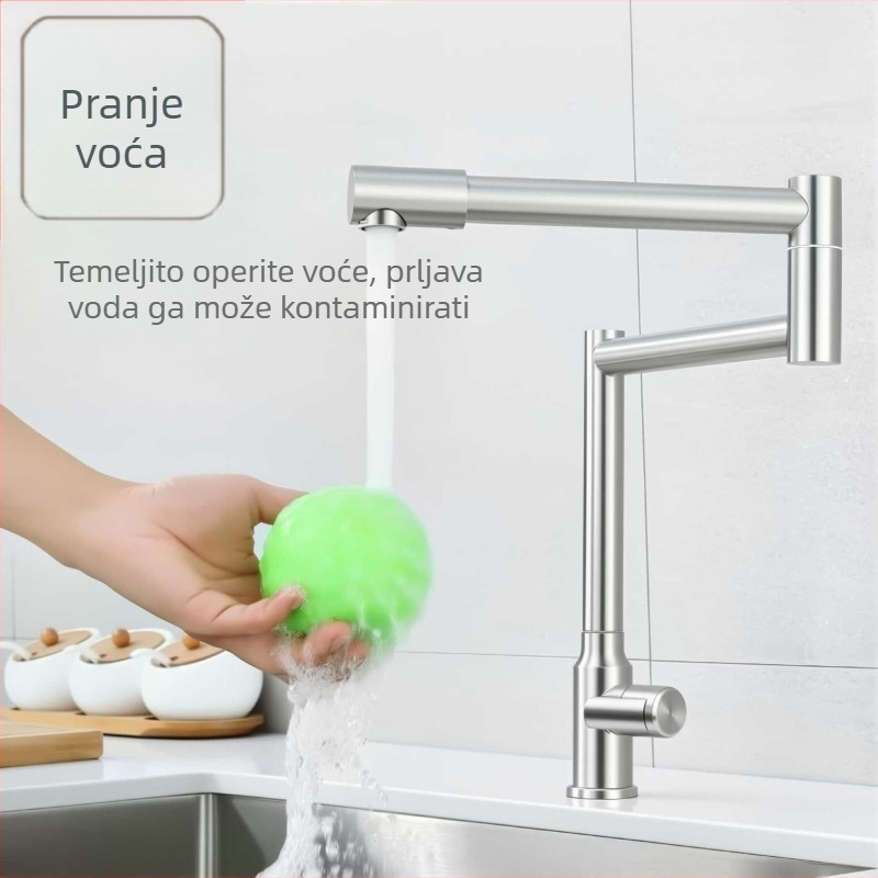 Nehrđajući čelični okretni kuhinjski slavine, keramički disk, model Syj-13cf, radna temperatura 10–90°C