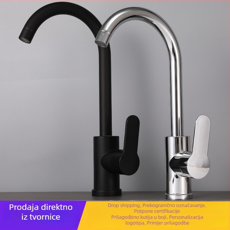 Miješajući kuhinjski faucet s izvlačnim izljevom, ABS tijelo, keramički disk ventil, G1/2 priključci, pogodan za drez iznad ili ispod radne ploče