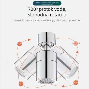 Kuhinjski slavina za sudoper s potpuno bakrenim dizajnom, univerzalna glava protiv prskanja, svestrani priključak, okretni aerator
