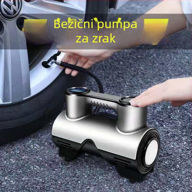 Bežična automobilska pumpa za nafukavanje guma, višefunkcionalna visokoučinkovita prijenosna pumpa s digitalnim zaslonom, 120 W, dvostruka ili više cilindara, upozoravajuće svjetlo, radno vrijeme 1–5 minuta