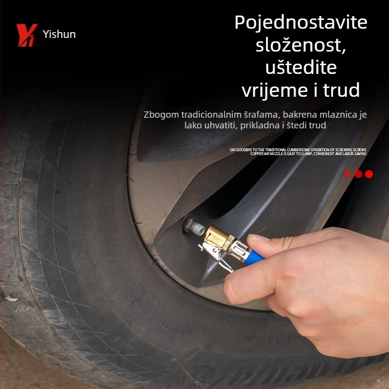 Pištolj za napuhavanje guma s manometrom za automobile i motocikle (Značka: Yishun; Točnost: 0.01; Jedinice prikaza: različite; Materijal: aluminij i željezo)