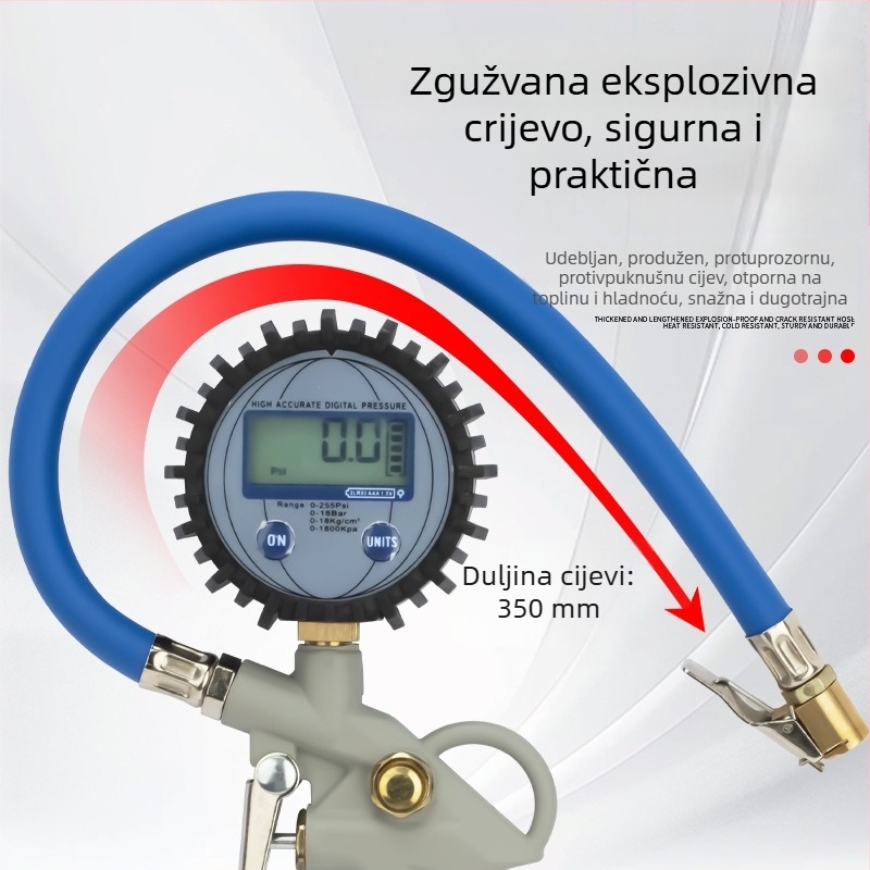 Pištolj za napuhavanje guma s manometrom za automobile i motocikle (Značka: Yishun; Točnost: 0.01; Jedinice prikaza: različite; Materijal: aluminij i željezo)