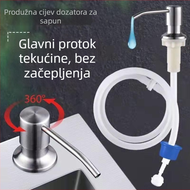 Dizalica sapuna za kuhinjsku sudoperu od nehrđajućeg čelika 304, ručno pritiskanje, završni premaz pečenom bojom, moderan stil