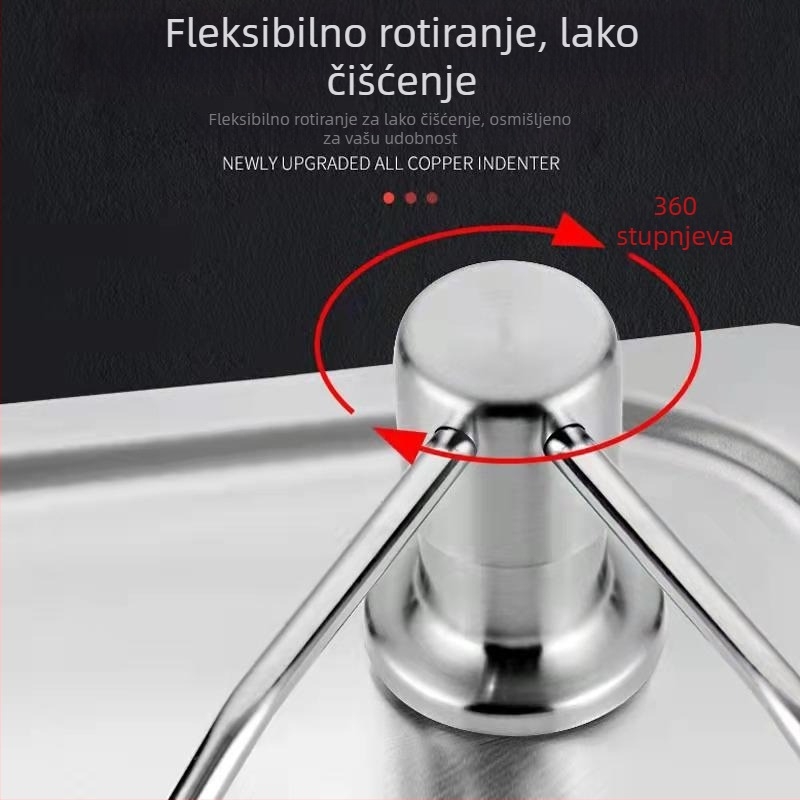 Dizalica sapuna za kuhinjsku sudoperu od nehrđajućeg čelika 304, ručno pritiskanje, završni premaz pečenom bojom, moderan stil