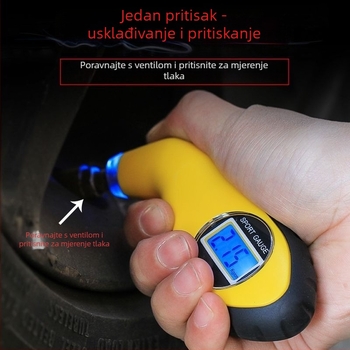 Visoko precizan digitalni mjerač tlaka u gumama i monitor tlaka, prijenosan