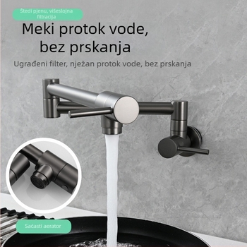 Kuhinjska slavina od nehrđajućeg čelika, zidna montaža, okretna, samo hladna voda, model P-J043