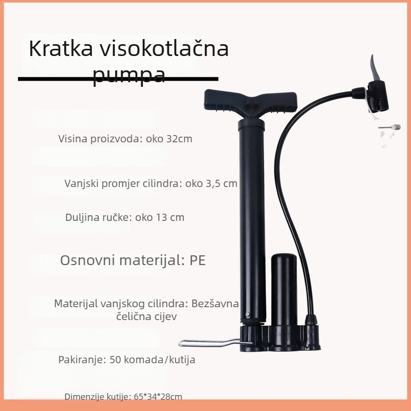 Qianli ručna pumpa visokog tlaka za bicikl – metalno kućište, maksimalni tlak 12 MPa, uključuje zračnu iglu s tri kandže