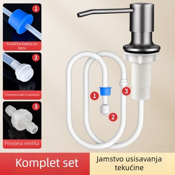 Dozator sapuna za sudoper s produženim cijevi, nehrđajući čelik, ručno pritiskanje, završna obrada pečenim lakom, moderan minimalistčki stil