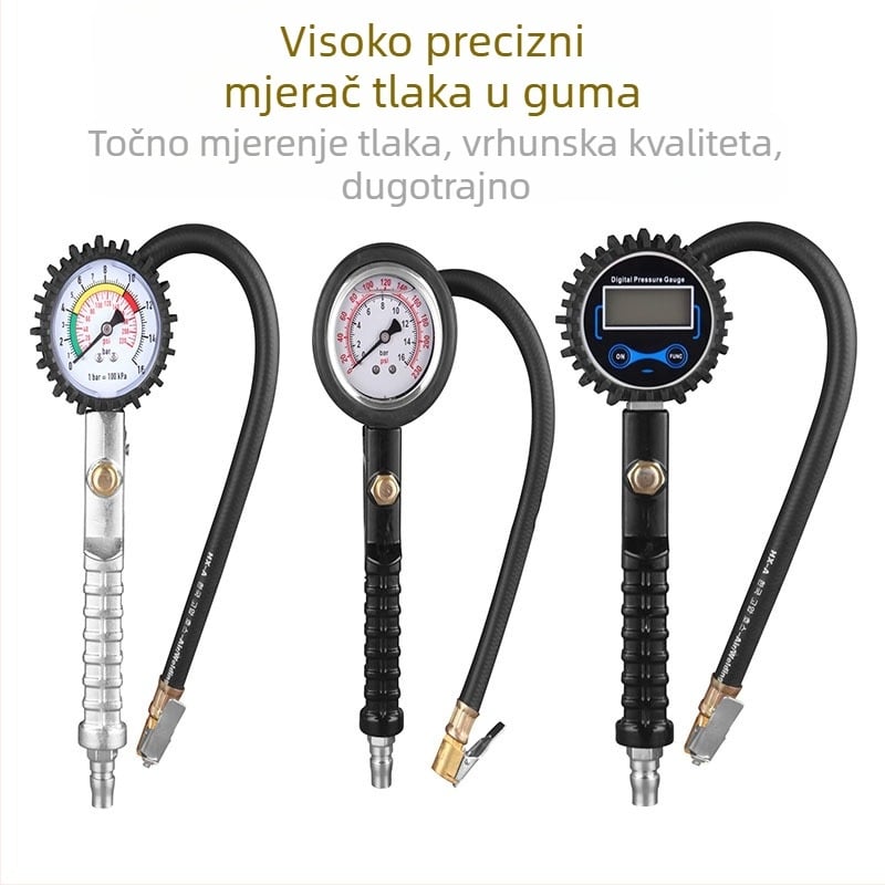 Cow Sail Pistolet za tlak u gumama s digitalnim zaslonom, uljno uronjen manometar, metalno kućište, 0-200 PSI
