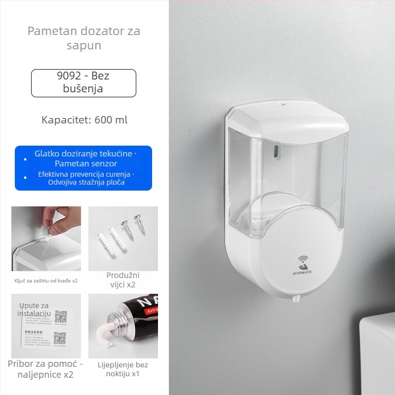 Chuangsha Dispenzer za sredstvo za dezinfekciju ruku, senzor, potpuno automatski, zidni, plastični
