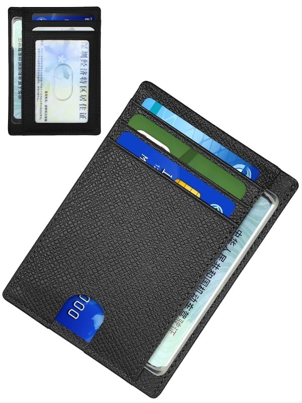 YQI Držač kartica od prave kože s RFID zaštitom, ultralak, prvi sloj bikove kože, unisex, poslovni stil Elite