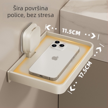 Držač za telefon i maramicu s usisnom čašom, zidni, ABS + karbonska čelična konstrukcija, jednodijelni sloj, nosivost do 5 kg